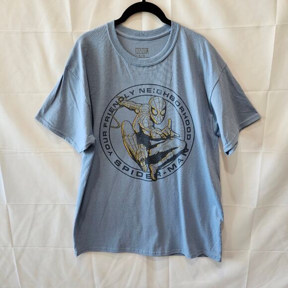 Marvel Spiderman Faded Retro Blue Short Sleeve Tshirt Size Large - Picture 1 of 6